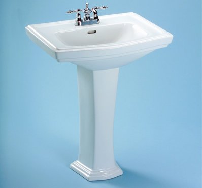 Toto LT780.4#01 Clayton Rectangular Pedestal Bathroom Sink for 4 Inch Center Faucets, Cotton White - Less Pedestal