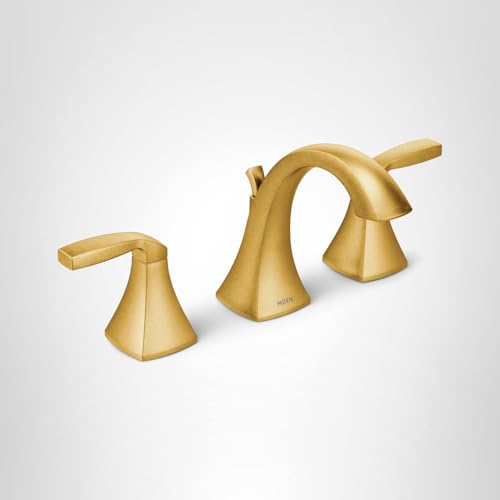 Moen Voss Contemporary Two Handle Widespread Bathroom Sink Faucet Trim Kit for Adjustable Three Hole Installations in Brushed Gold - T6905BG