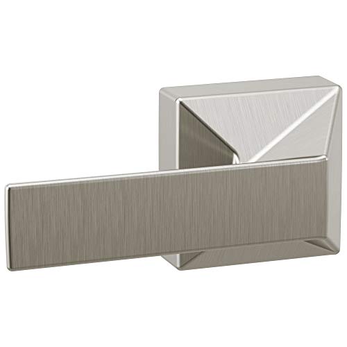 Brushed nickel tank lever with angular geometric design and horizontal handle.