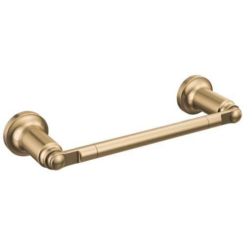 Champagne bronze towel bar with cylindrical mounting flanges on each end, viewed at an angle.