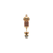 Brass thermostatic cartridge with threaded body, internal coil spring, and black sealing rings for 3/4" plumbing application.