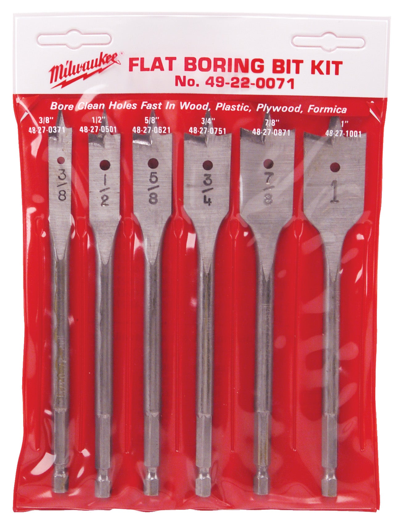 Milwaukee 49-22-0071 6 Piece Universal Flat Boring Bit Kit