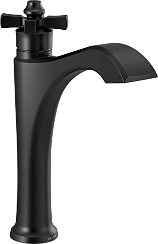 Delta Dorval Single Handle Mid-Height Vessel Bathroom Faucet with Cross Handle