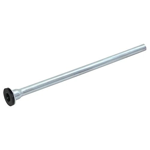 Straight chrome PEX toilet riser with black rubber base connector.