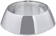 Clear plastic dome cap with white and gray striped band around base.