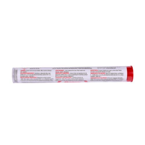 Gray epoxy repair putty in a 4 oz cylindrical tube with red cap and printed label.