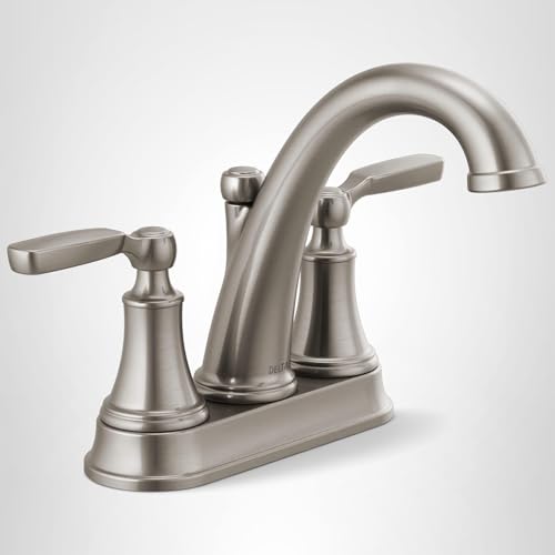Delta Woodhurst Two Handle Centerset Bathroom Faucet with Metal Drain & Pop Up