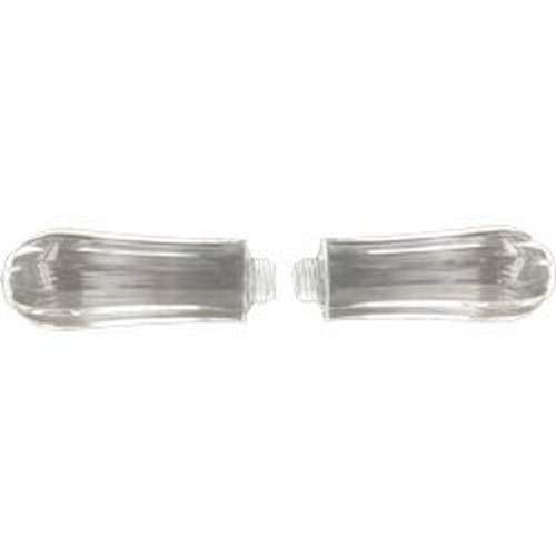 Pair of clear acrylic lever handles with metal mounting plates and brushed finish accents.