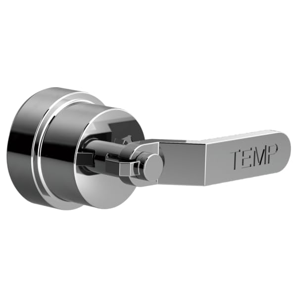 Brizo Litze thermostatic valve trim with round escutcheon and rectangular lever handle marked "TEMP".