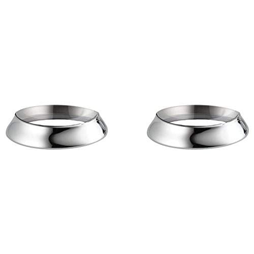 Two chrome-finished circular flanges with curved edges and small handles on the sides.