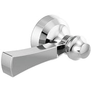 Chrome tank lever with cylindrical handle mounted on round flange with connecting hardware.