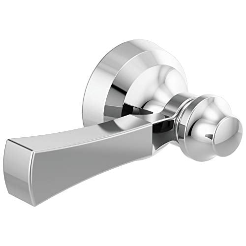 Chrome tank lever with cylindrical handle mounted on round flange with connecting hardware.
