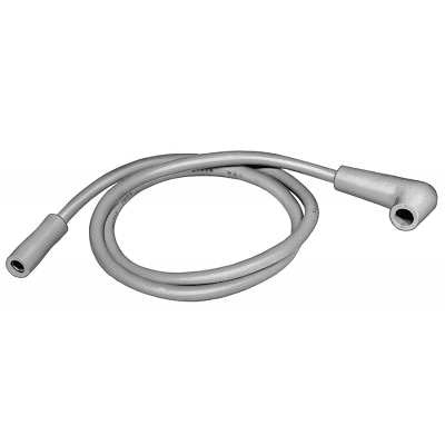 Gray ignition cable assembly with metal connectors on both ends, approximately 25 inches long.