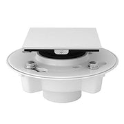 White PVC drain body kit with 2" x 3" connection ports and mounting hardware.