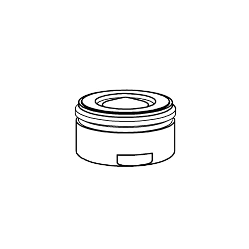 Chrome flow control cartridge with threaded collar and cylindrical body.