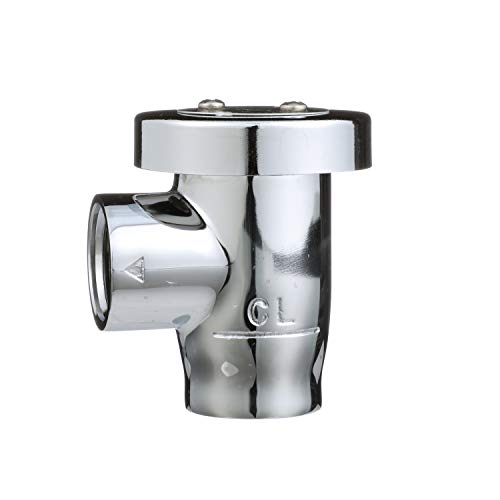 Chrome vacuum breaker with 3/8 inch connection and side outlet valve.