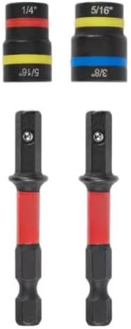 Two magnetic nut drivers with color-coded black and red handles, labeled 1/4" and 5/16" sizes.