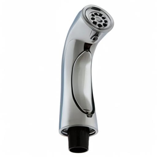 Chrome side spray and hose assembly with multi-function spray head and hand grip.
