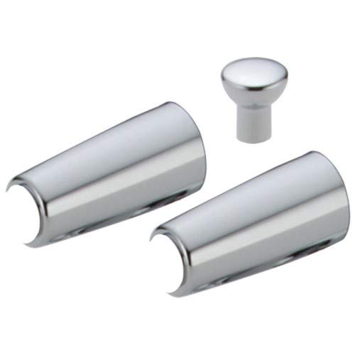 Chrome finish metal lever handles and knob for faucet accent set.
