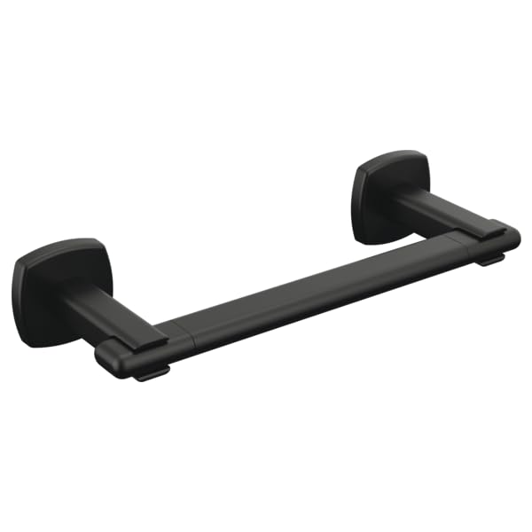 Matte black towel bar with square mounting brackets on each end.