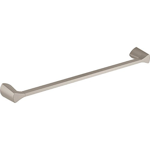 Brushed nickel towel bar with squared end caps, approximately 24 inches long.