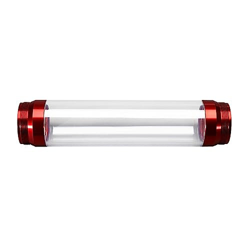 Milwaukee M18 grease gun with clear cylindrical barrel and red metal end caps.