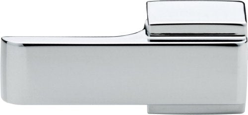 Chrome-plated rectangular tank lever with angular design and mounting base.