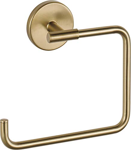 Champagne bronze towel ring with circular wall mount and open rectangular loop design.