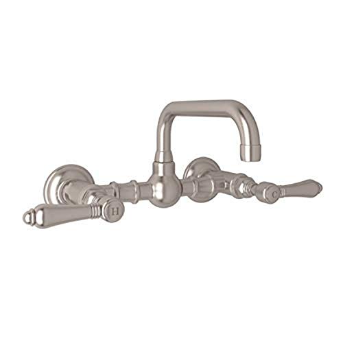 Rohl Acqui Wall Mount Bridge Lavatory Faucet With U-Spout in Satin Nickel - A1423LMSTN-2