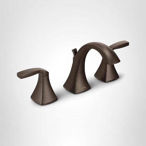 Moen Voss Oil Rubbed Contemporary Two Handle Widespread Bathroom Sink Faucet Trim Kit for Adjustable 3 Hole Installations in Oil Rubbed Bronze - T6905ORB