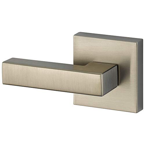 Brizo Siderna front mount flush lever in brushed nickel and champagne bronze finish with rectangular handle and square escutc