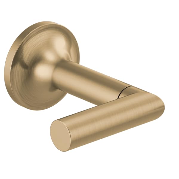 Champagne bronze wall-mounted lever handle with round escutcheon plate and cylindrical handle arm.