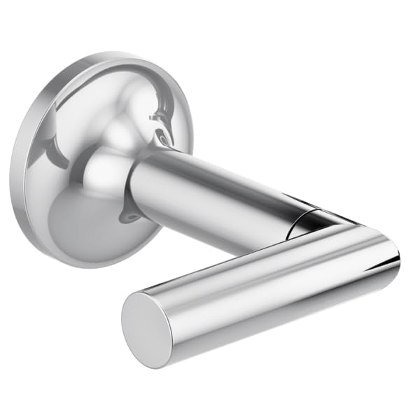 Polished chrome wall-mounted lavatory lever handle with cylindrical design and circular mounting plate.