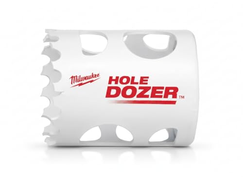 Milwaukee HOLE DOZER 1-1/2" bi-metal hole saw with serrated cutting edges and mounting holes.