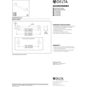 Closeout Open Box Delta BathSafety 24" Transitional Decorative ADA Grab Bar in Venetian Bronze Finish - 41724-RB