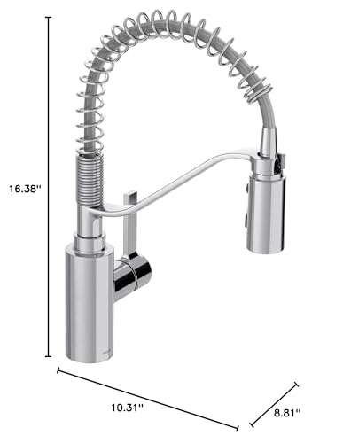 Moen Genta LX Spring Kitchen Faucet with Power Boost Modern Kitchen Faucet with One Handle Pre Rinse Easy Installation and 5926 in Chrome - 5926