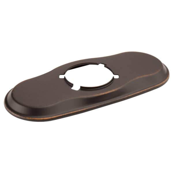Rectangular Venetian bronze escutcheon with oval center opening and mounting tabs, showing worn bronze finish.