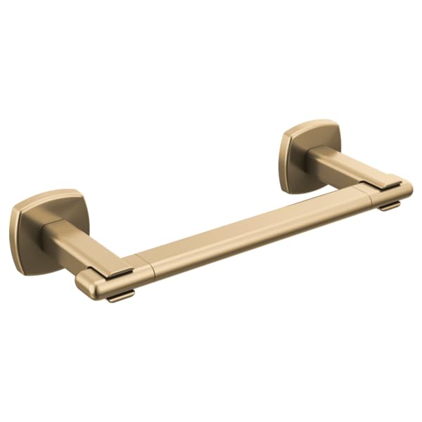 Brushed gold towel bar with square wall mounts on each end.