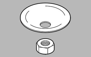 Metal nut and washer for Delta kitchen faucet series 134, 100, 300, and 400.