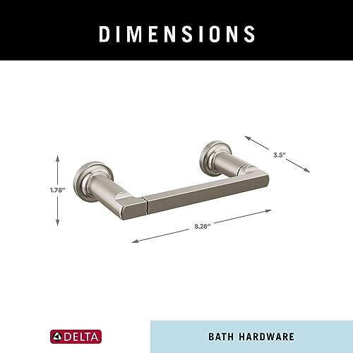 Stainless steel tissue holder with cylindrical end caps, measuring 8.28" wide and 1.78" tall.