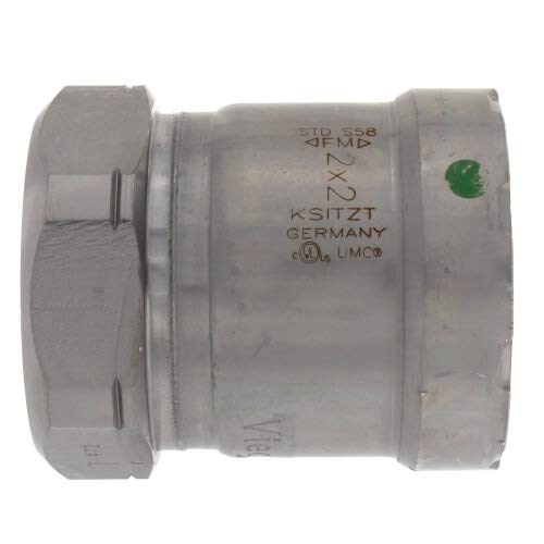 Carbon steel press adapter with female thread connection and zinc-nickel coating, marked with green indicator dot.