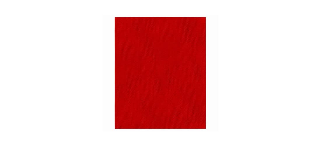 Red rectangular sanding sheet with textured surface, 9 by 11 inches.