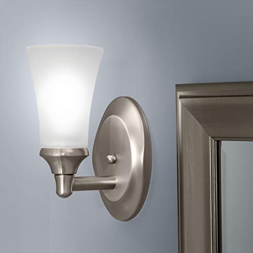 Moen Eva 1 Light Dual Mount Bath Bathroom Vanity Fixture with Frosted Glass in Brushed Nickel - YB2861BN