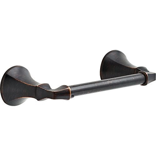 Bronze-finished tissue holder with flared cup-shaped ends and cylindrical rod, mounted horizontally.