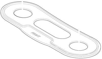 Clear plastic gasket with three circular openings and Delta branding on elongated oval escutcheon plate.