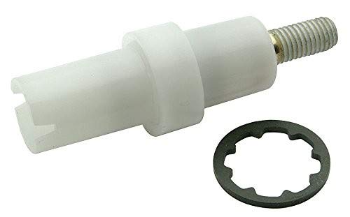 White plastic diverter valve assembly with threaded metal connector and black rubber seal ring.