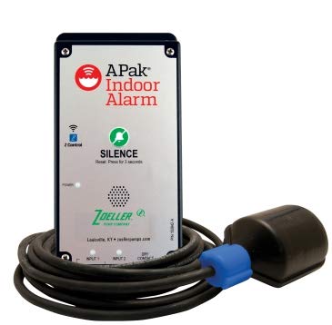 A-Pak indoor alarm control system with black cord and blue connector plug attached.