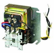 Honeywell fan center control module with yellow and green components, black wiring, and SPDT switch mechanism.