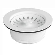 White round air switch button with ribbed center dome and black trim ring for garbage disposal installation.