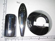 Chrome reversing lever with flange and cylindrical components displayed against ruler for scale.